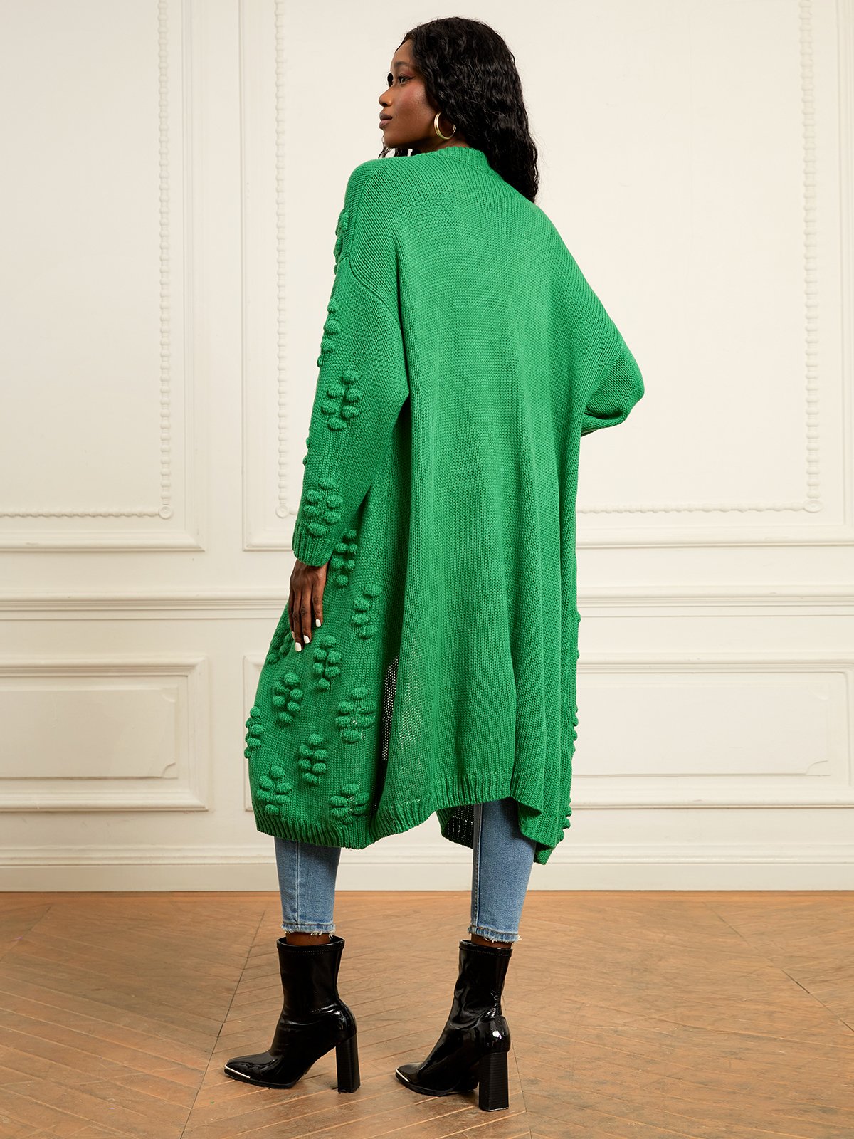 Pull Manteau Plain Automne Urbain Acrylique à Haute Élasticité Quotidien Coupe Régulière Manches Longues Long pour Femmes