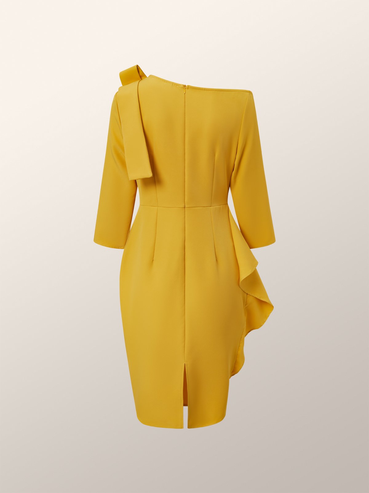 Robes Femmes Plain Printemps Élégant Polyester Taille Haute 1 * robe Asymétrique Manches 3/4 Régulier