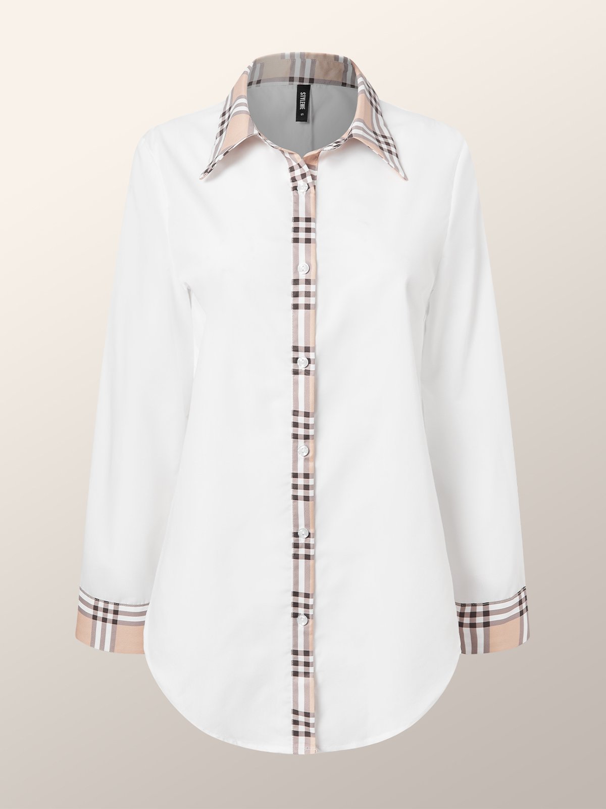 Blouse Femmes Plaid Printemps Urbain Polyester Quotidien Coupe Régulière Régulier x-ligne Col de Chemise