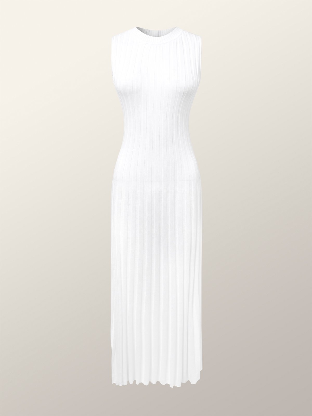 Robes Pulls Femmes Plain Automne Élégant Polyester à Haute Élasticité Sans Manches Col Rond Top Débardeur Trapèze