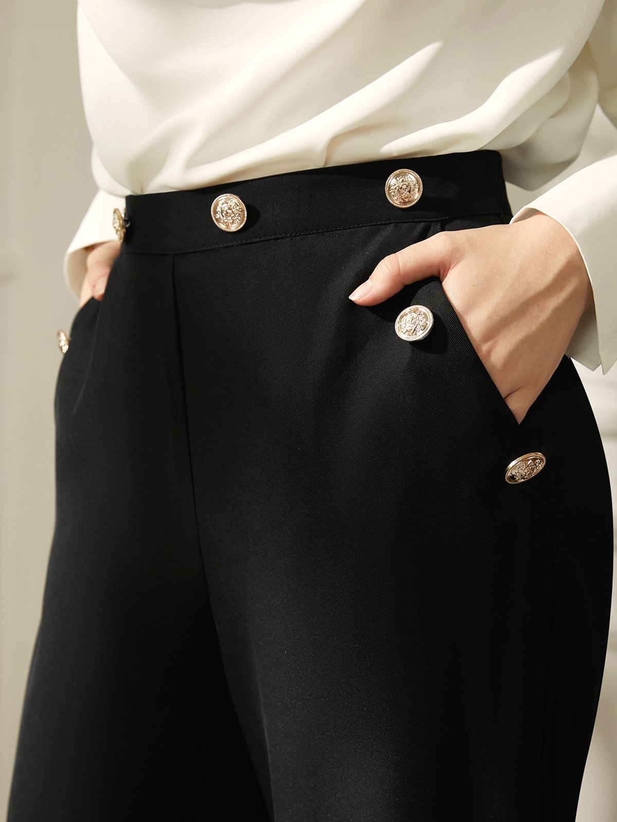 Mode Pantalons Femmes Plain Printemps Urbain Zip Aucune élasticité Quotidien Pantalon droit Long Régulier