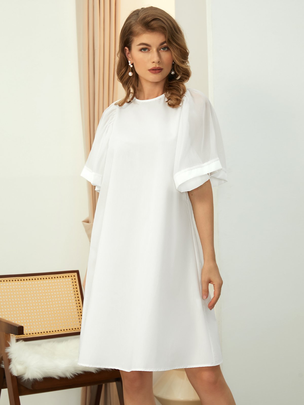 Robes Femmes Plain Été Urbain Polyester Naturel Léger Quotidien Ample Jupe