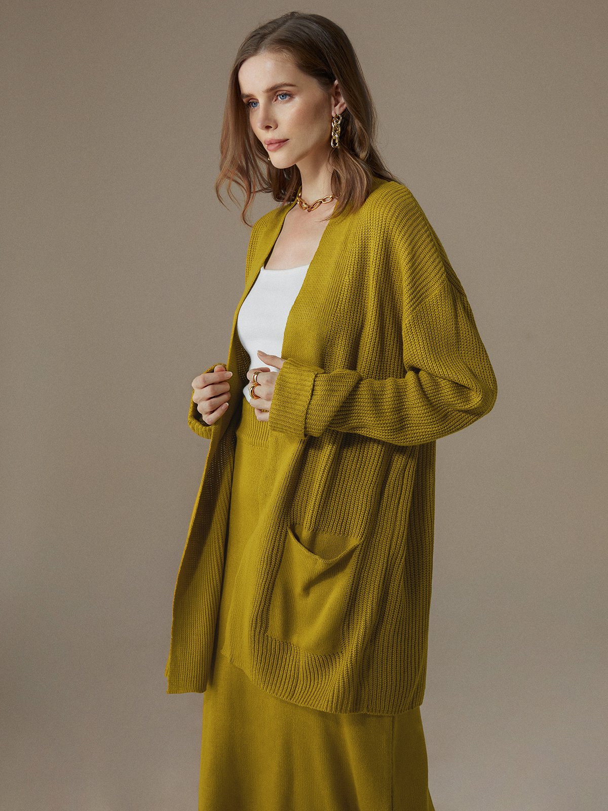 Cardigans Femmes Plain Printemps / Automne Urbain Tricoté Aucune élasticité Quotidien Ample Régulier Droit