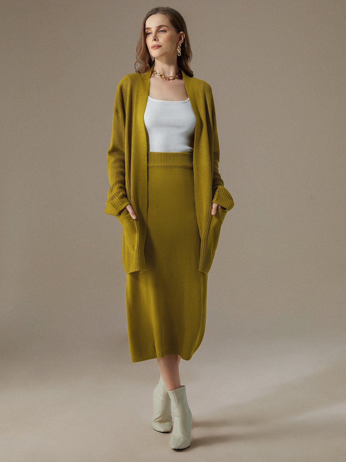 Cardigans Femmes Plain Printemps / Automne Urbain Tricoté Aucune élasticité Quotidien Ample Régulier Droit