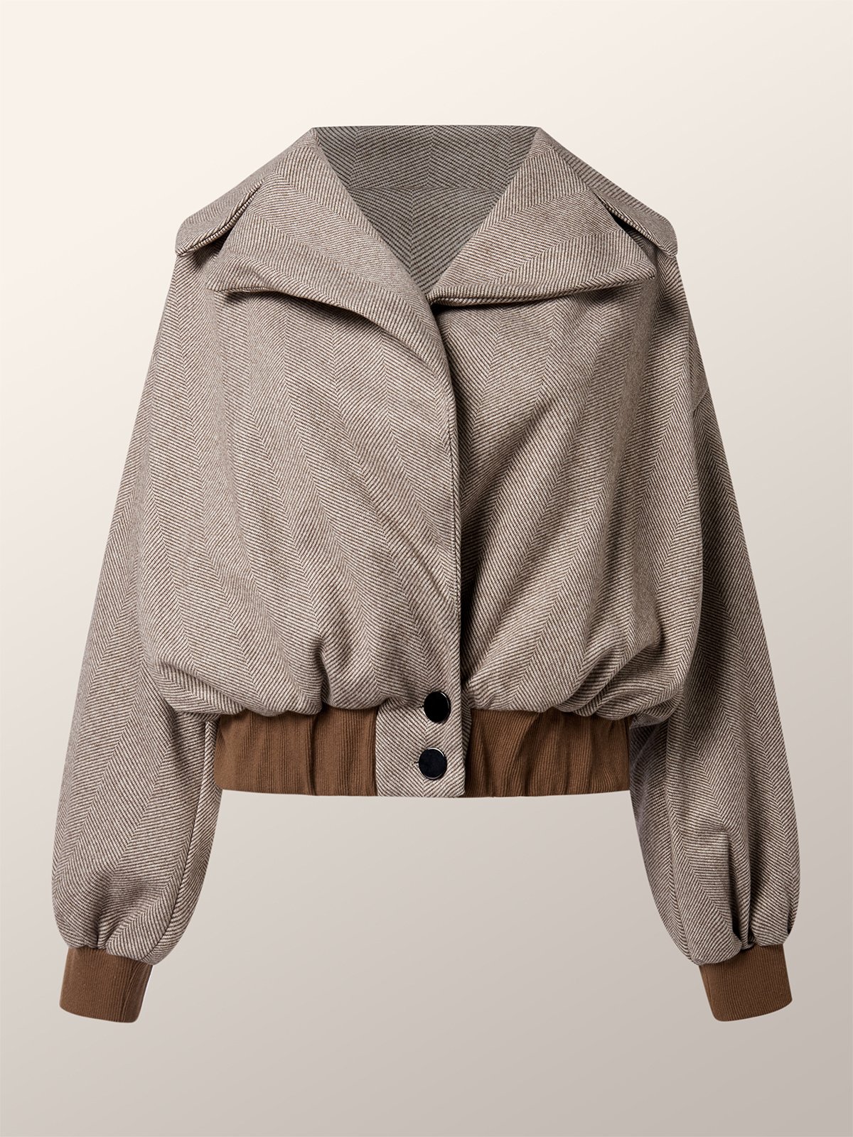 Blousons Femmes Printemps / Automne Urbain Chevrons Polyester Micro-élasticité Quotidien Ample Col Châle Régulier