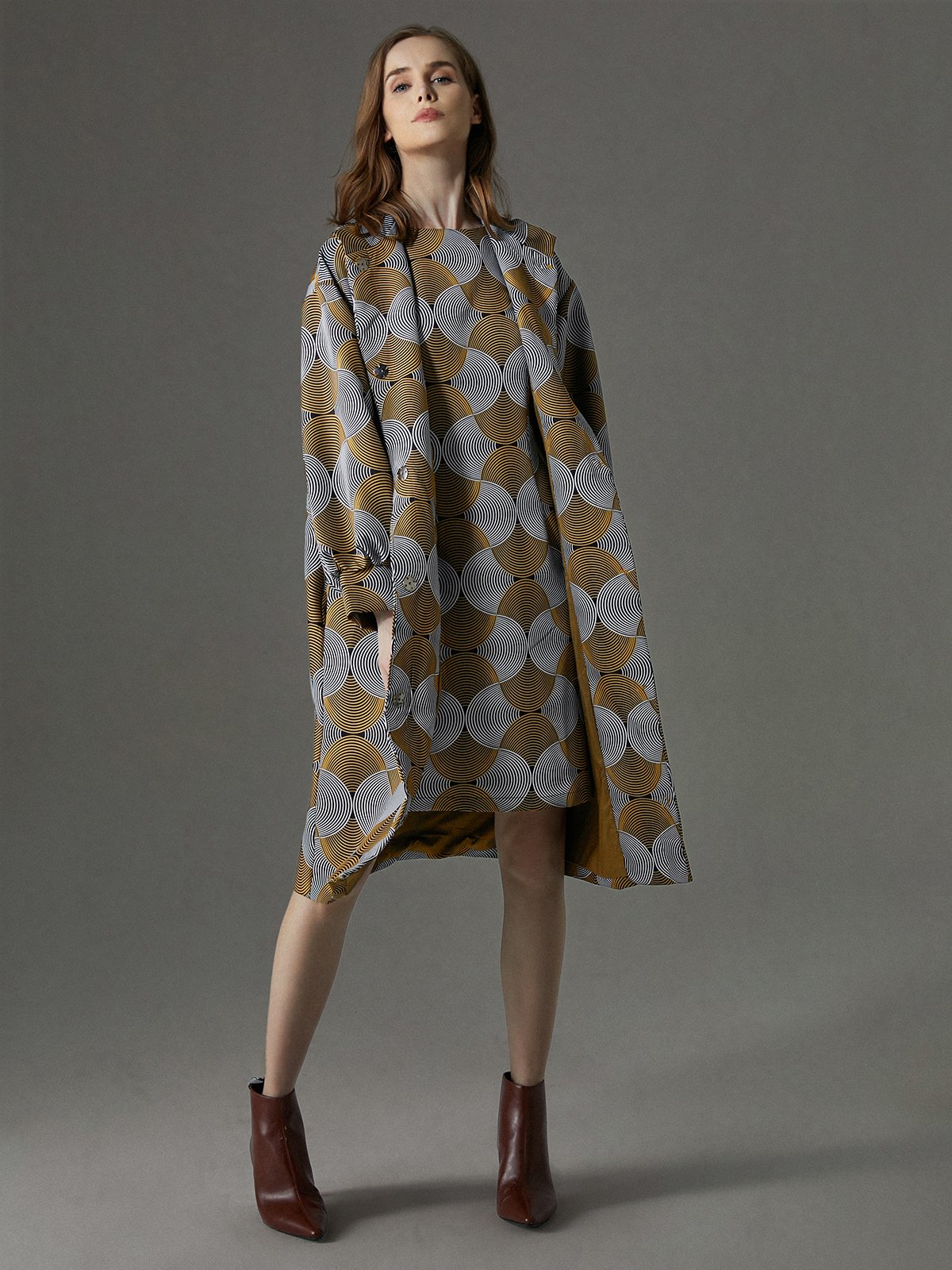 Robes Géométrique Printemps / Automne Urbain Polyester Taille Haute Coupe Régulière Court Col Rond Ligne X pour Femmes
