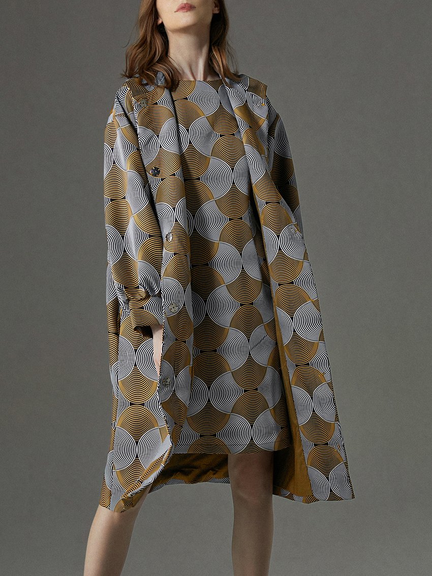 Robes Géométrique Printemps / Automne Urbain Polyester Taille Haute Coupe Régulière Court Col Rond Ligne X pour Femmes
