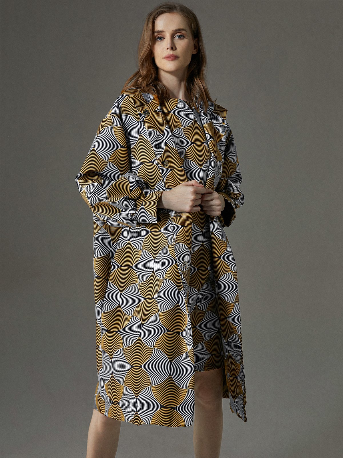 Robes Géométrique Printemps / Automne Urbain Polyester Taille Haute Coupe Régulière Court Col Rond Ligne X pour Femmes