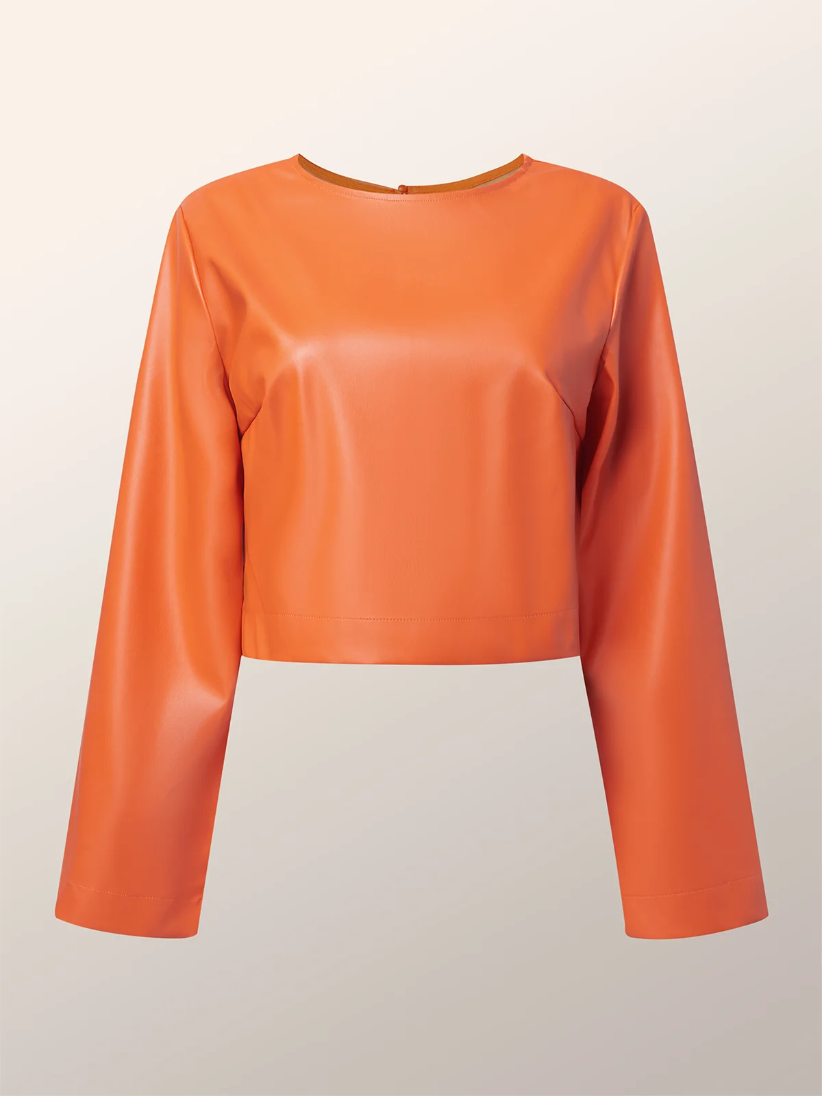 Cuir Tops Femmes Plain Automne Urbain Quotidien Manches Longues Col Rond Régulier Droit Régulier