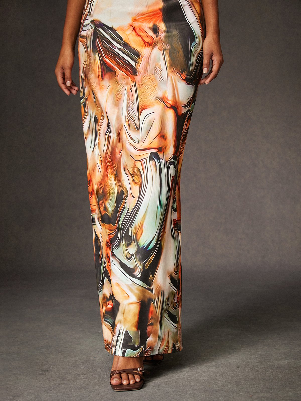 Robes Abstrait Été Simple Quotidien Serré Sans Manches S-Ligne Jupe hanche Non pour Femmes