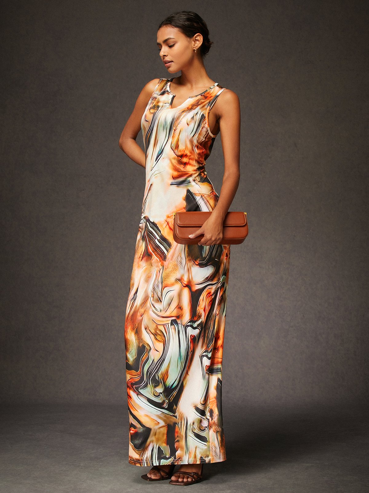 Robes Abstrait Été Simple Quotidien Serré Sans Manches S-Ligne Jupe hanche Non pour Femmes