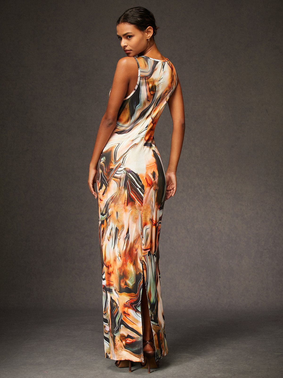 Robes Abstrait Été Simple Quotidien Serré Sans Manches S-Ligne Jupe hanche Non pour Femmes