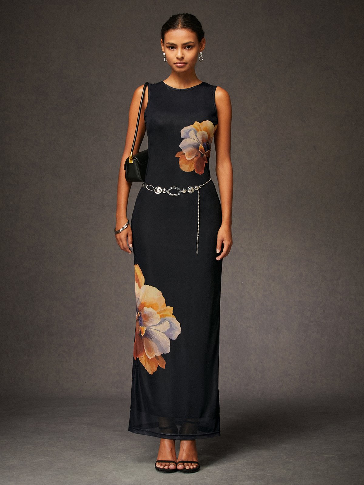 Robes Floral Été Élégant Léger Quotidien Maxi Sans Manches Droit Non pour Femmes
