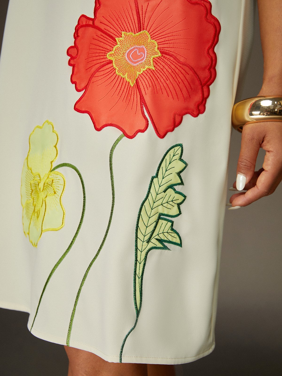 Robes Floral Été Élégant Naturel Aucune élasticité Demi Manche Col Rond Trapèze Non pour Femmes
