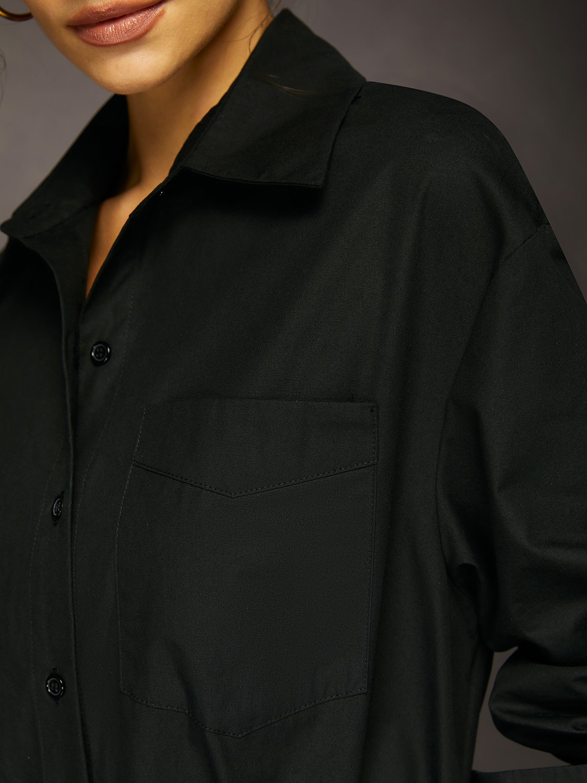 Robes Plain Printemps / Automne Urbain Coton Aucune élasticité Ample Maxi Régulier Robe Chemise pour Femmes
