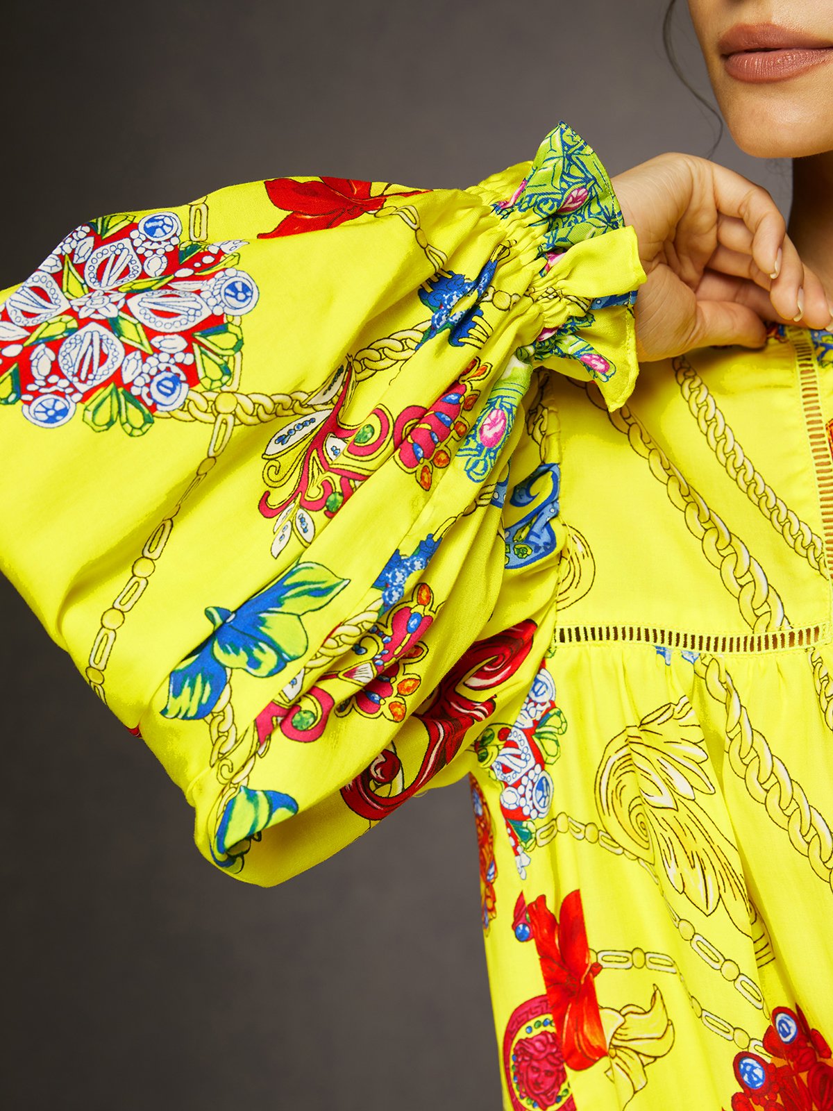 Chemisiers1 Femmes Printemps / Automne Élégant Aléatoire Imprimé Aucune élasticité Manches Longues Col Rond Tencel Fibre Régulier Régulier