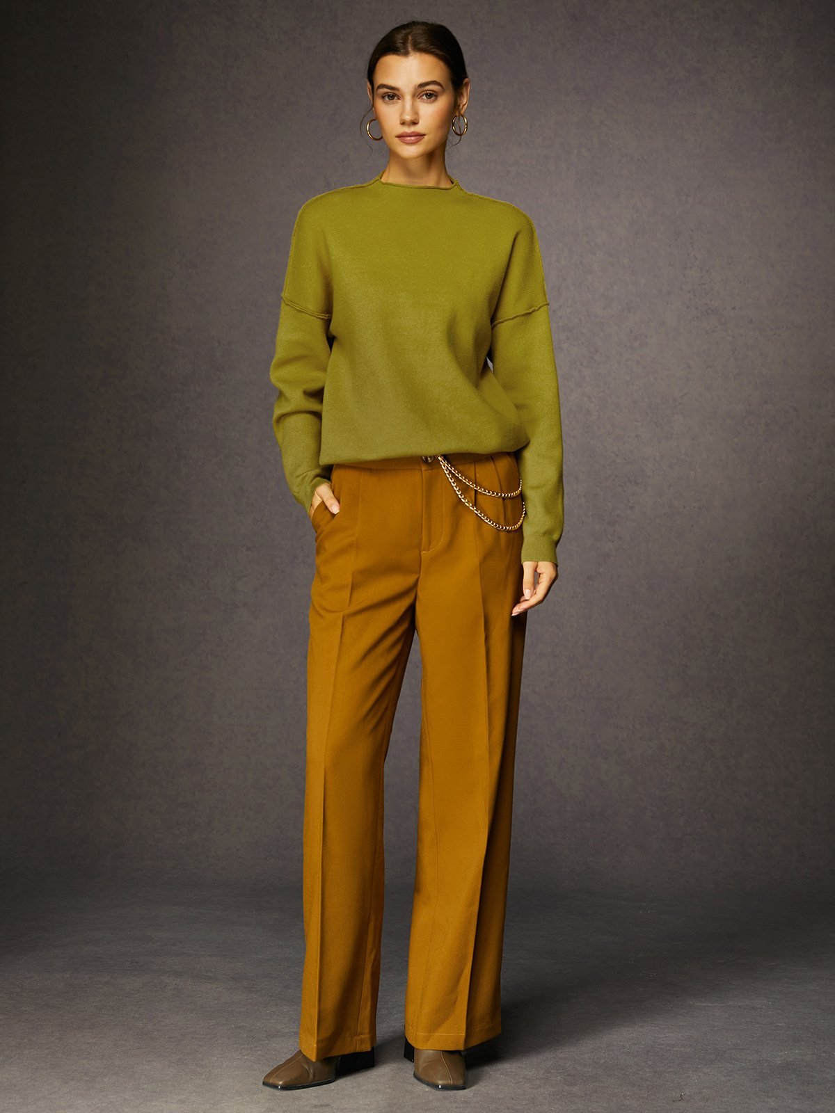 Pulls Femmes Plain Printemps / Automne Urbain Viscose Aucune élasticité Ample Manches Longues Régulier Régulier