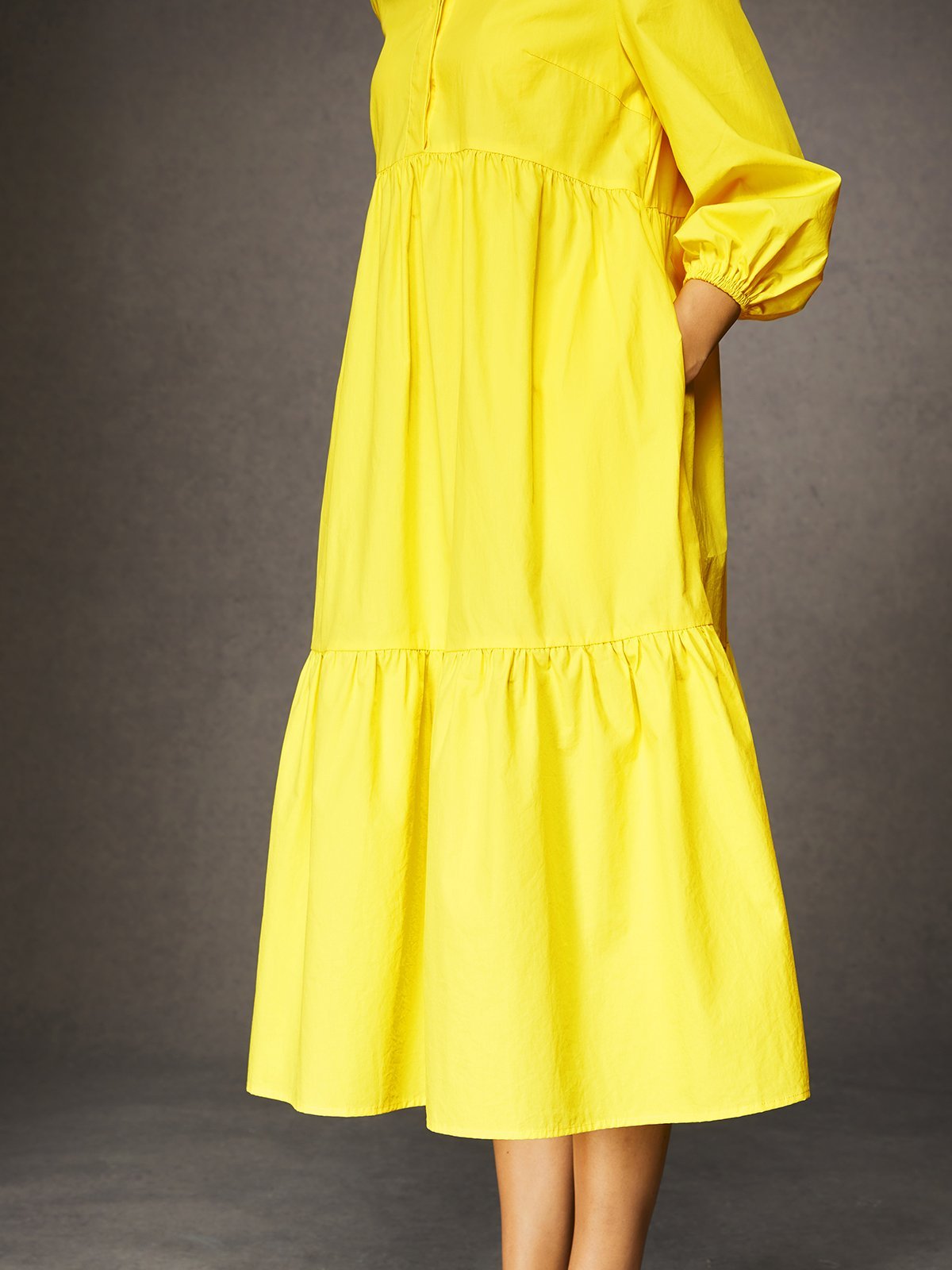 Robes Décontracté Plain Été Coton Manche Ballon Naturel Aucune élasticité Maxi Droit pour Femmes