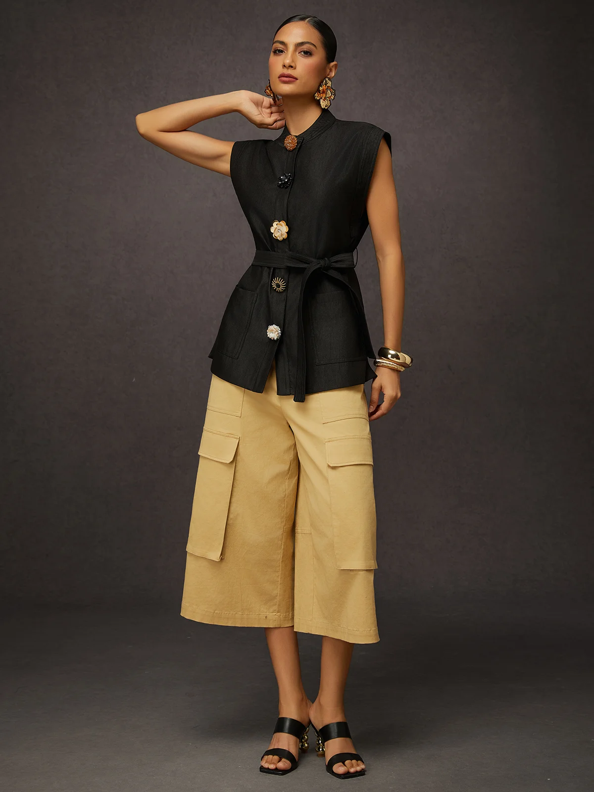 Mode Pantalons Femmes Décontracté Plain Été Taille Haute Micro-élasticité Coupe Régulière en Mélangé de Coton Régulier Poche Couture