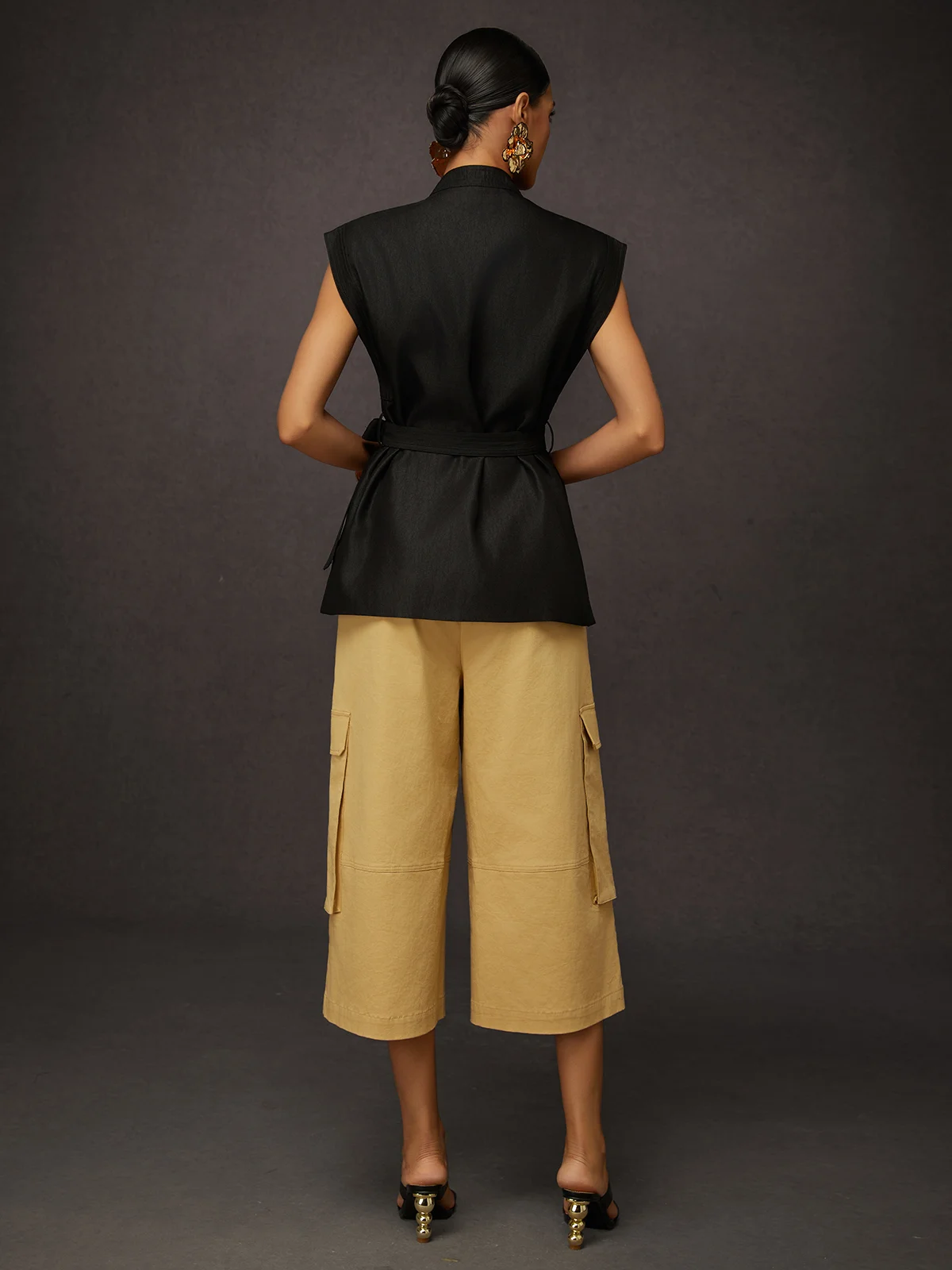 Mode Pantalons Femmes Décontracté Plain Été Taille Haute Micro-élasticité Coupe Régulière en Mélangé de Coton Régulier Poche Couture