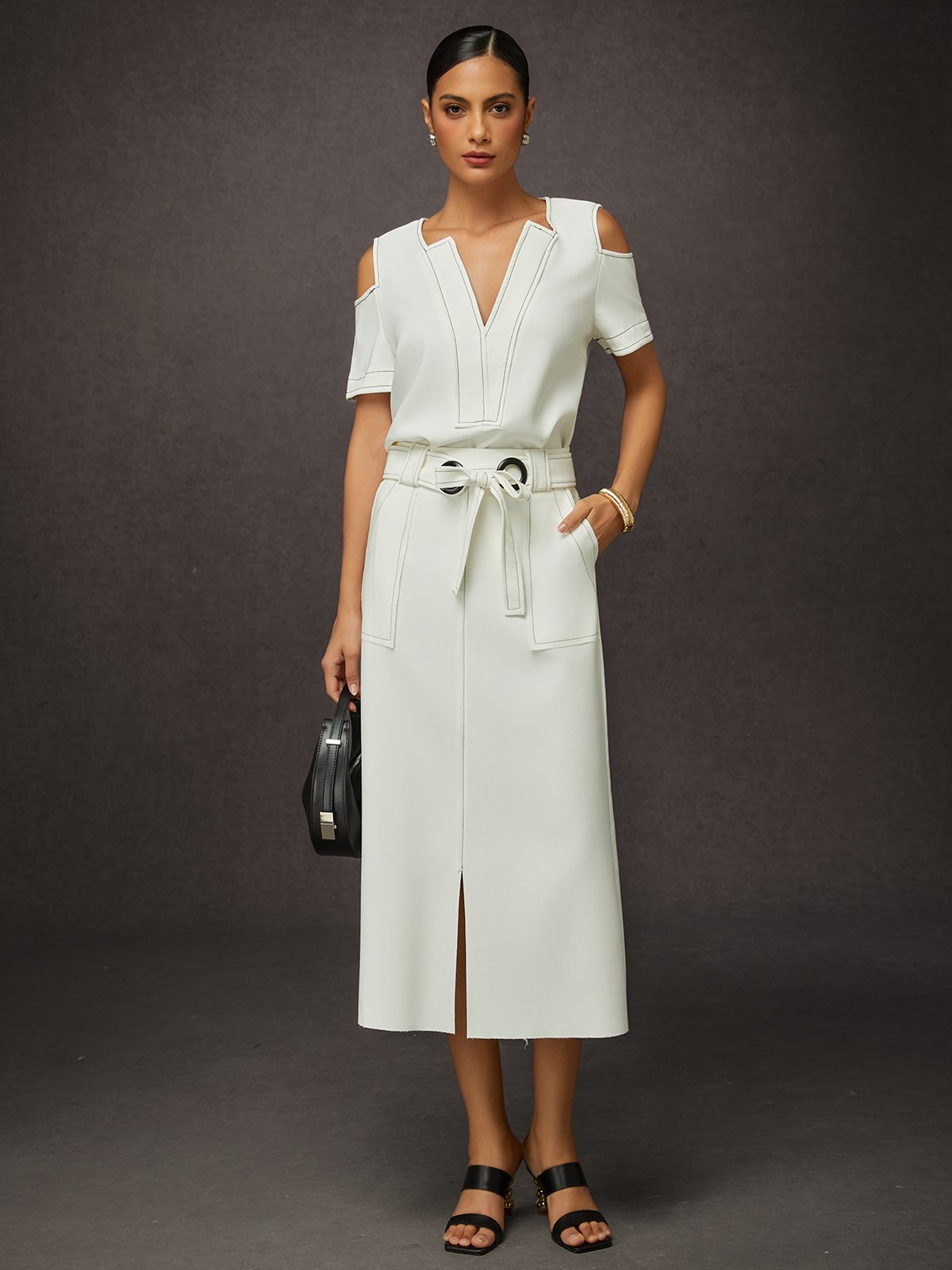 Jupes Décontracté Plain Été Polyester Quotidien Mi-longue Taille Moyenne Trapèze Régulier pour Femmes