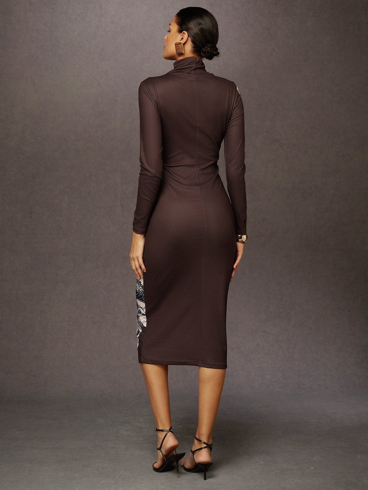 Robes Floral Printemps / Automne Élégant Naturel Quotidien Serré Manches Longues Robe Portefeuille Non pour Femmes