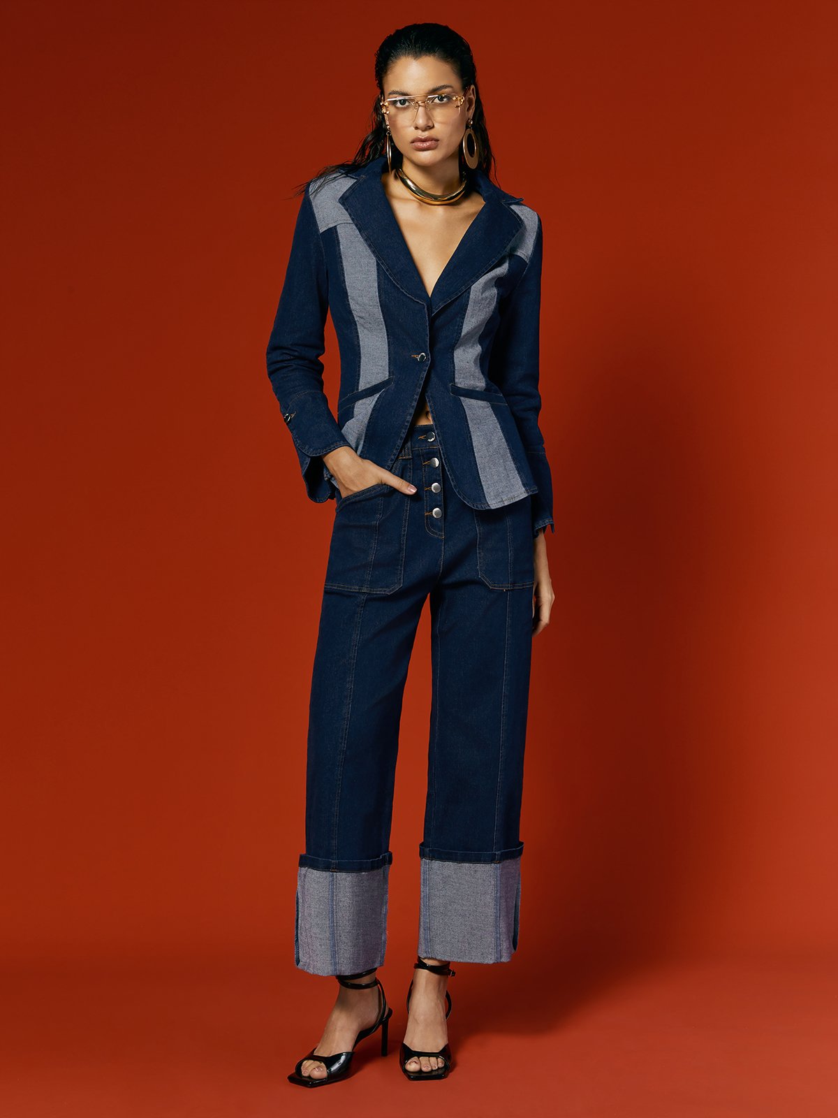 Jeans Plain Printemps / Automne Urbain Micro-élasticité Faire la navette Pantalon droit Long Droit Régulier pour Femmes