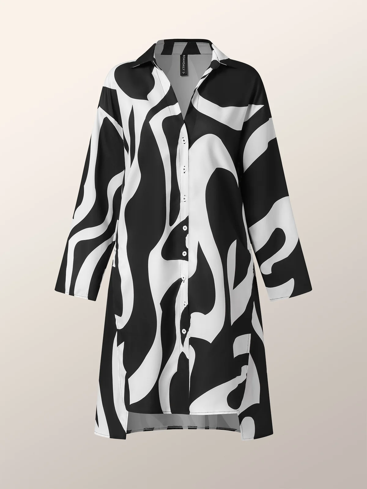 Robes Automne Chevron Vacances Naturel Quotidien Midi Bouton Manches longues Régulier pour Femme