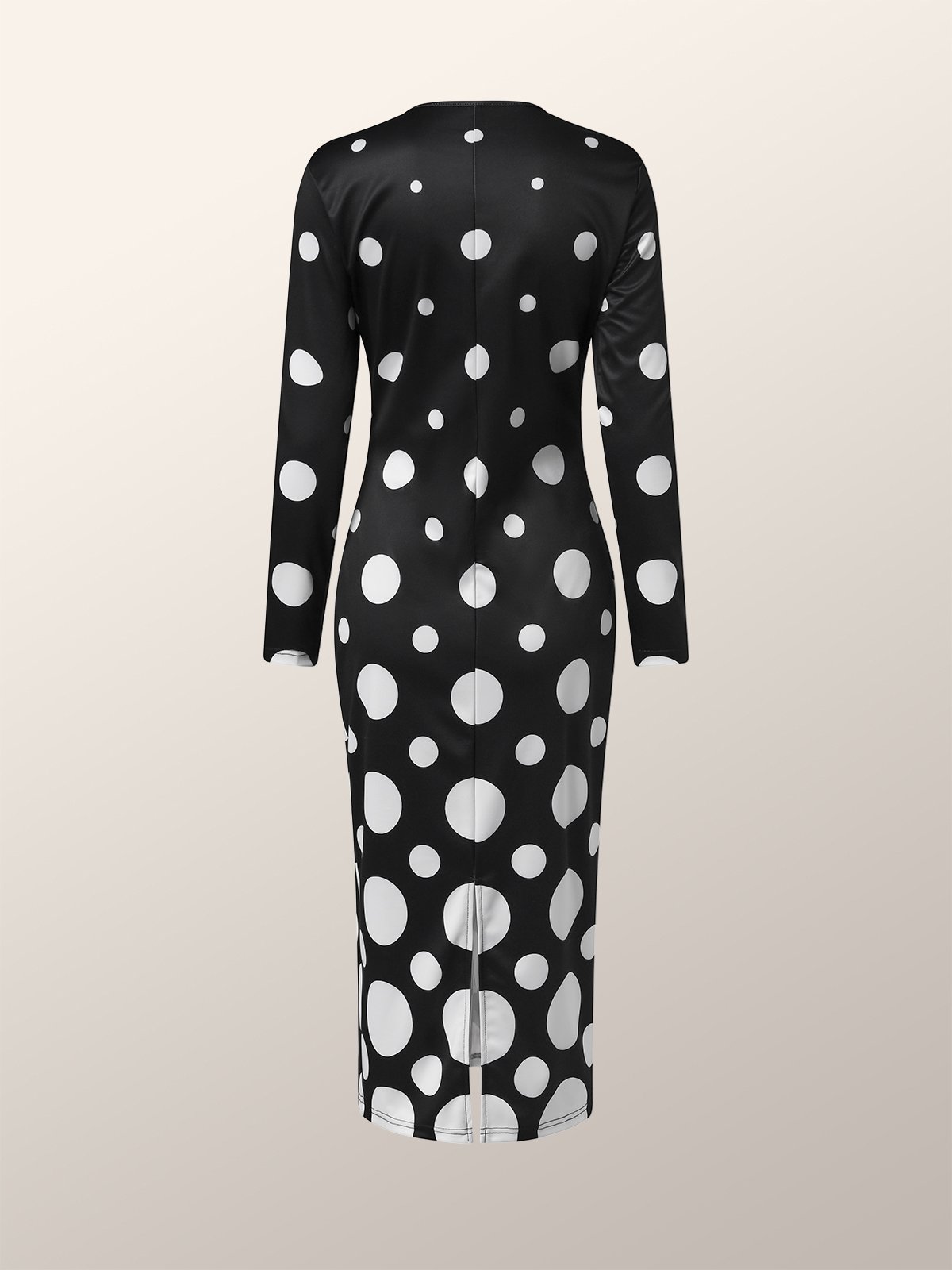 Pois Polka Automne Élégant Quotidien Manches Longues l'Encolure Bateau S-Ligne Régulier Régulier Taille Robes pour femmes