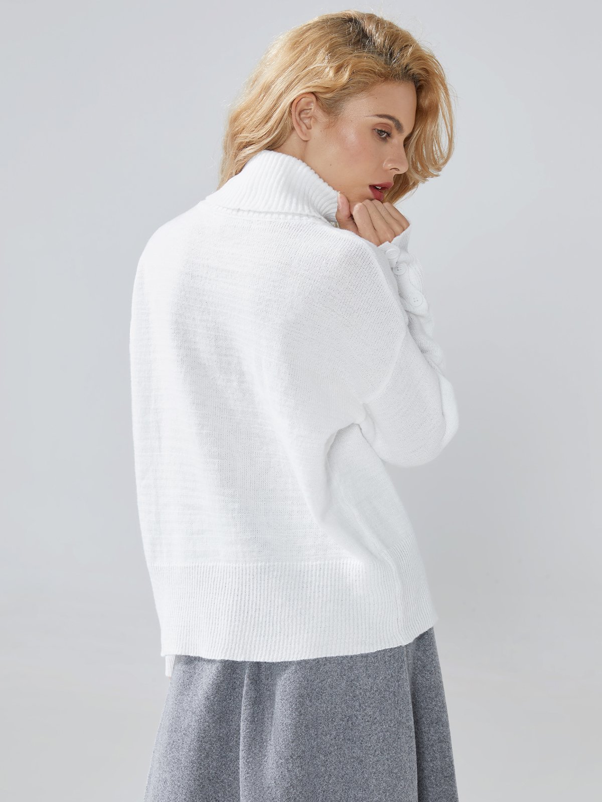 Pull Femmes Plain Simple Automne 1 * robe Manches Longues Régulier Droit Régulier Élasticité moyenne