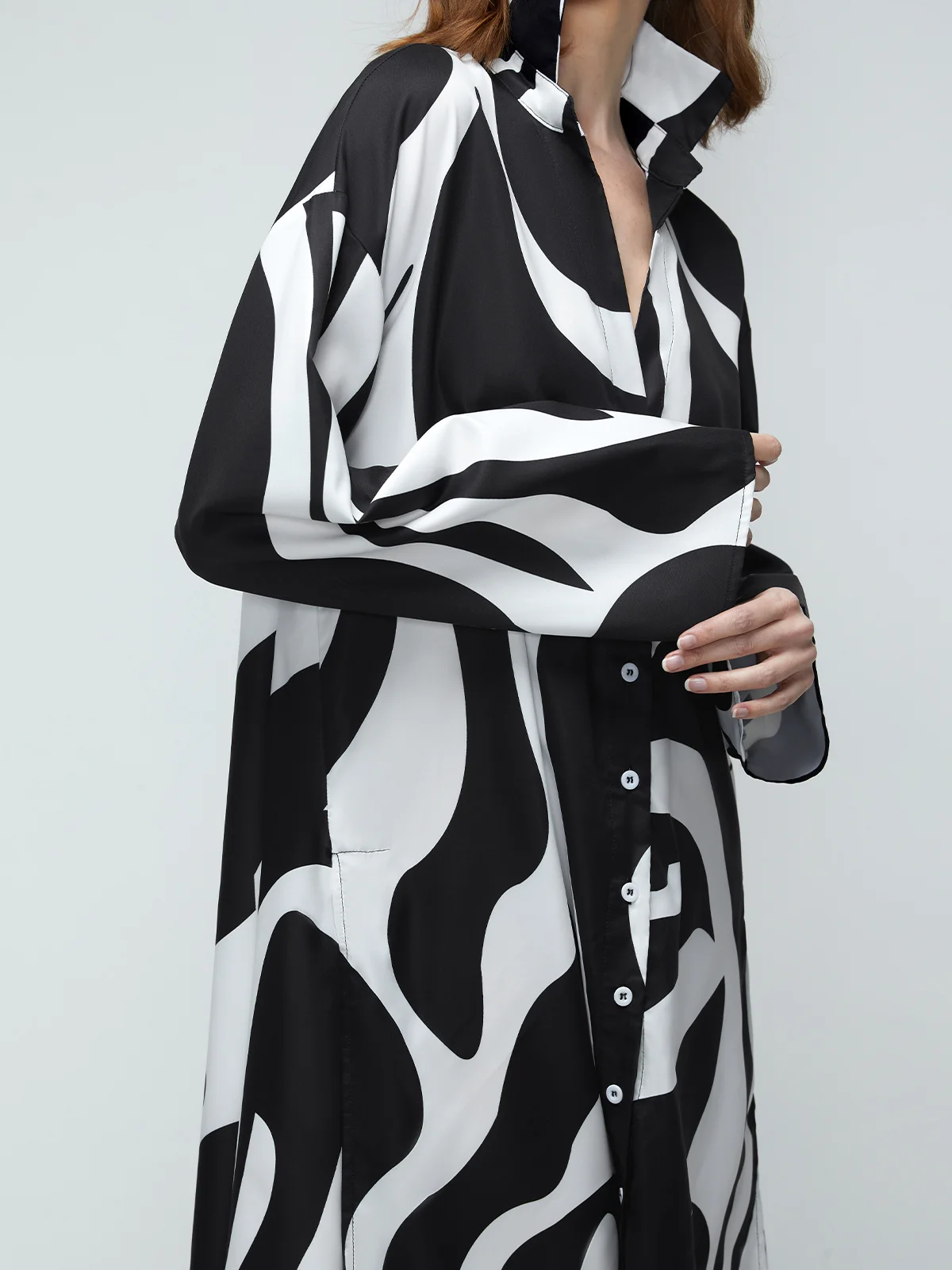 Robes Automne Chevron Vacances Naturel Quotidien Midi Bouton Manches longues Régulier pour Femme