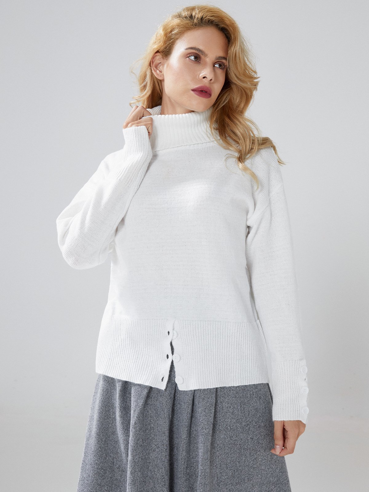 Pull Femmes Plain Simple Automne 1 * robe Manches Longues Régulier Droit Régulier Élasticité moyenne