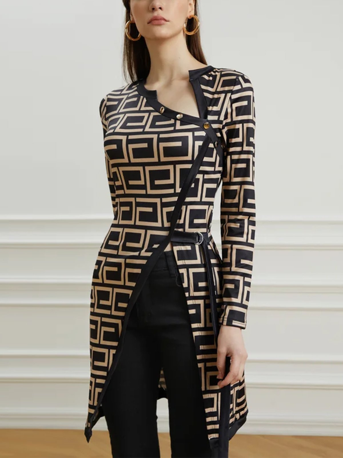 Manteau Moulant Décontracté à Manches Longues
