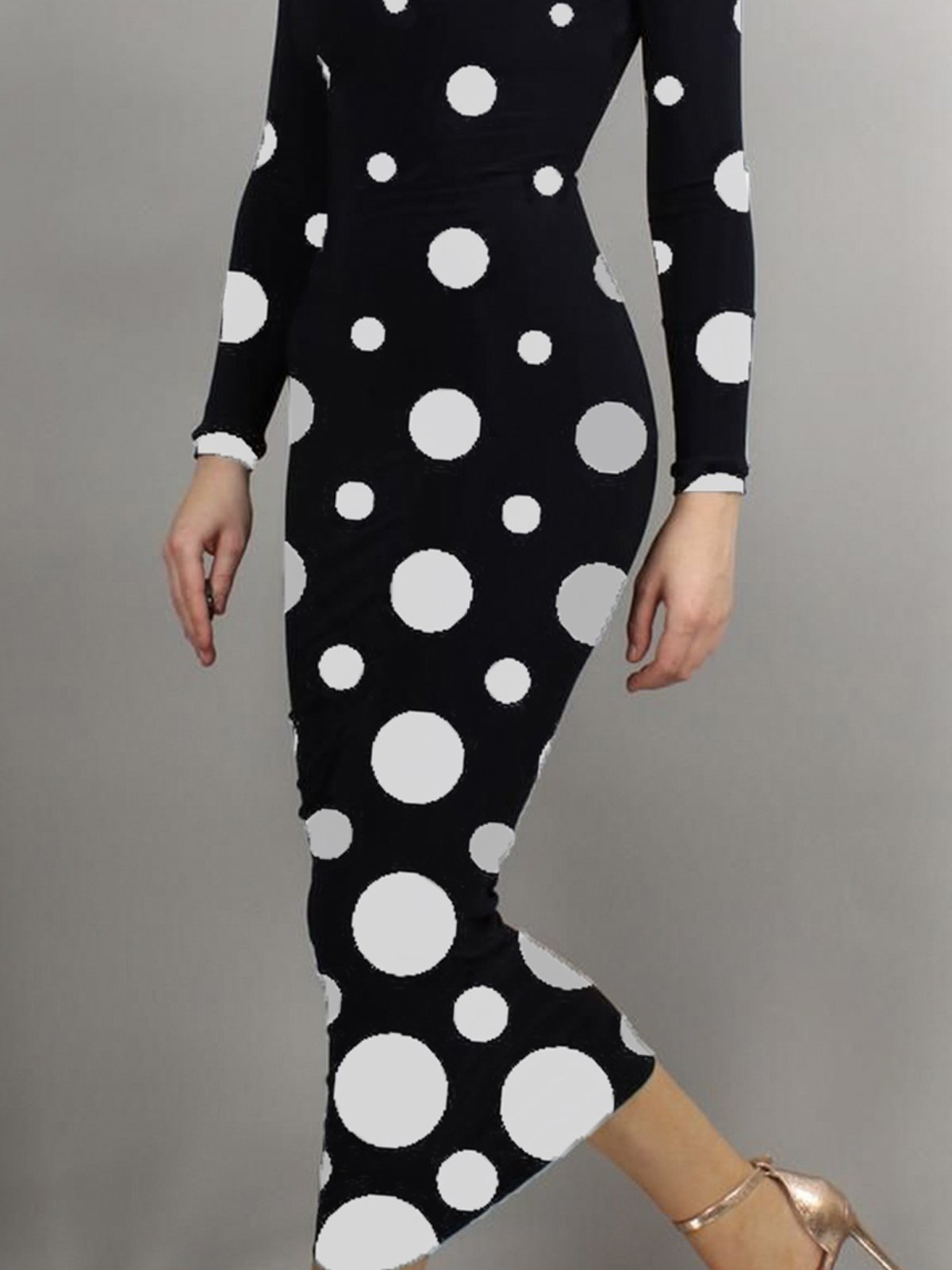 Pois Polka Automne Élégant Quotidien Manches Longues l'Encolure Bateau S-Ligne Régulier Régulier Taille Robes pour femmes