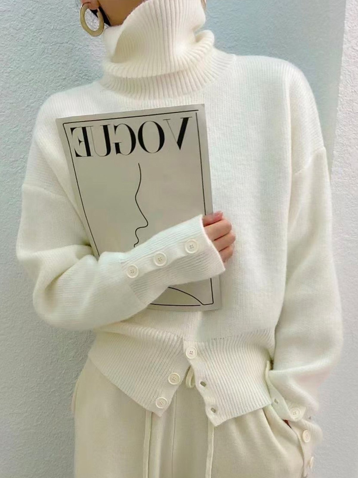 Pull Femmes Plain Simple Automne 1 * robe Manches Longues Régulier Droit Régulier Élasticité moyenne