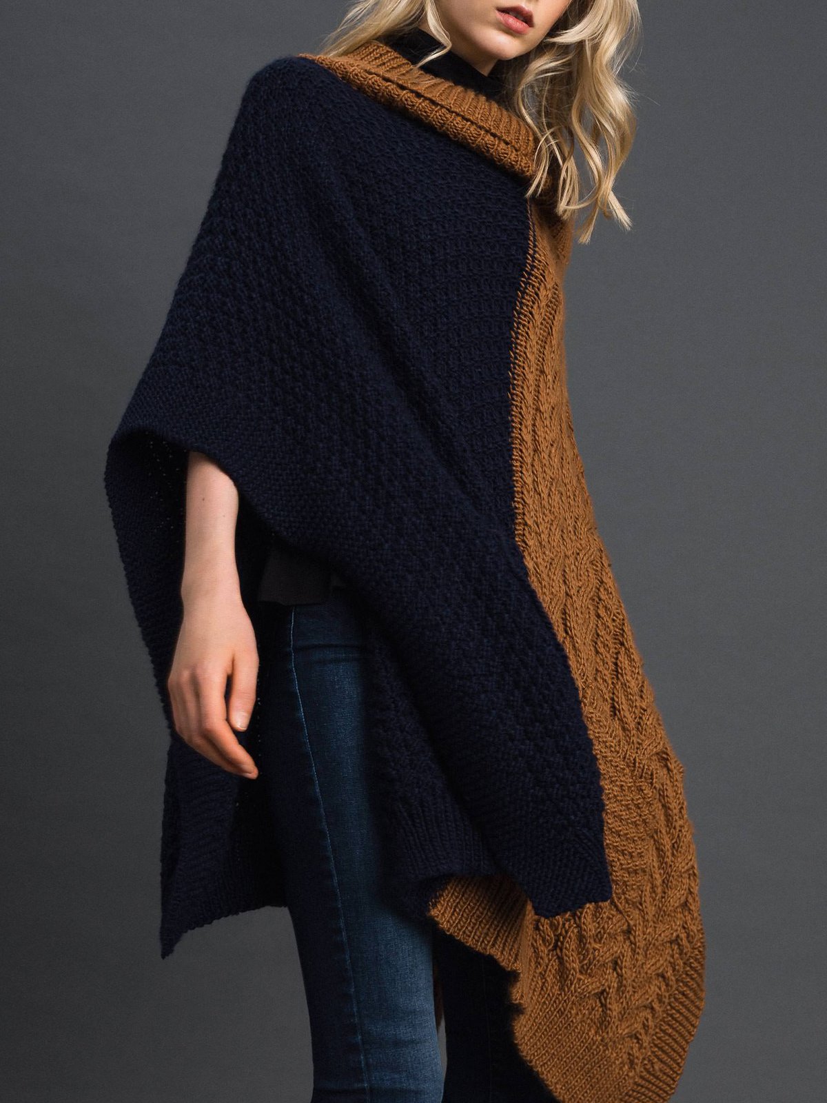 Pull Bloc de Couleur Hiver Urbain Acrylique Poids lourd Quotidien Ample Régulier H-ligne pour Femmes