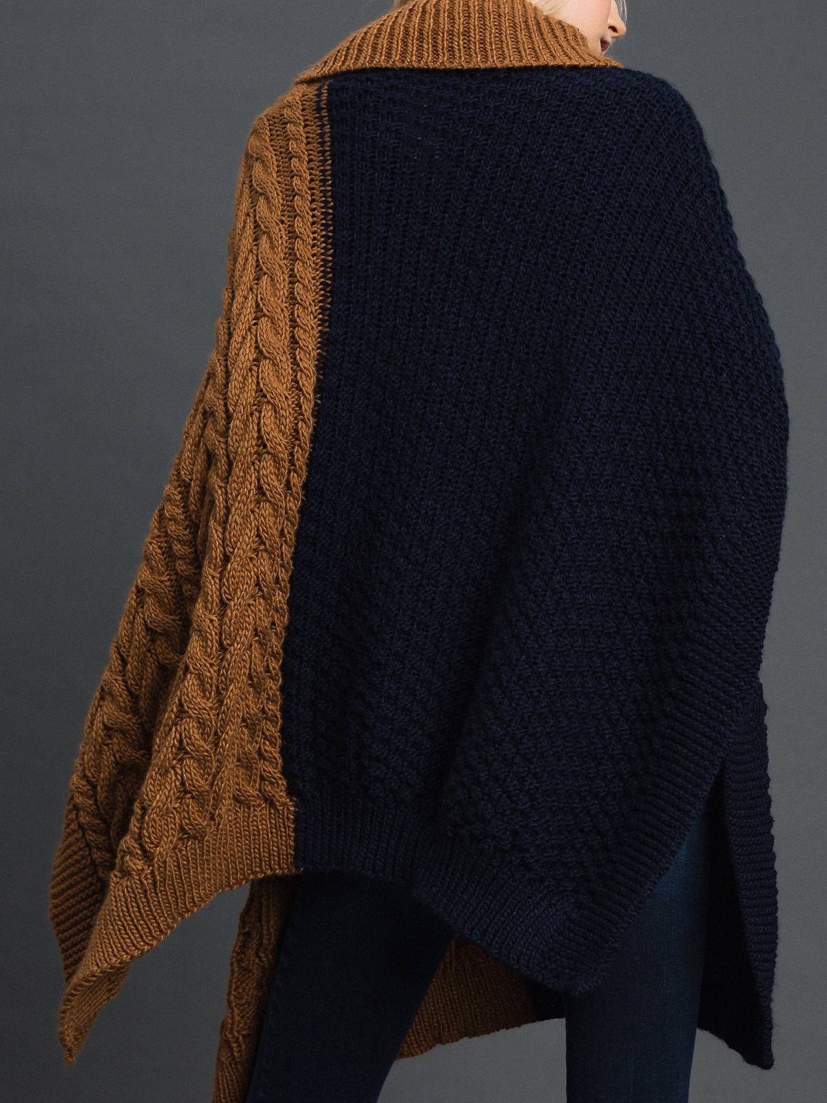 Pull Bloc de Couleur Hiver Urbain Acrylique Poids lourd Quotidien Ample Régulier H-ligne pour Femmes