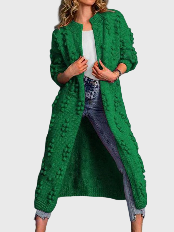 Pull Manteau Plain Automne Urbain Acrylique à Haute Élasticité Quotidien Coupe Régulière Manches Longues Long pour Femmes