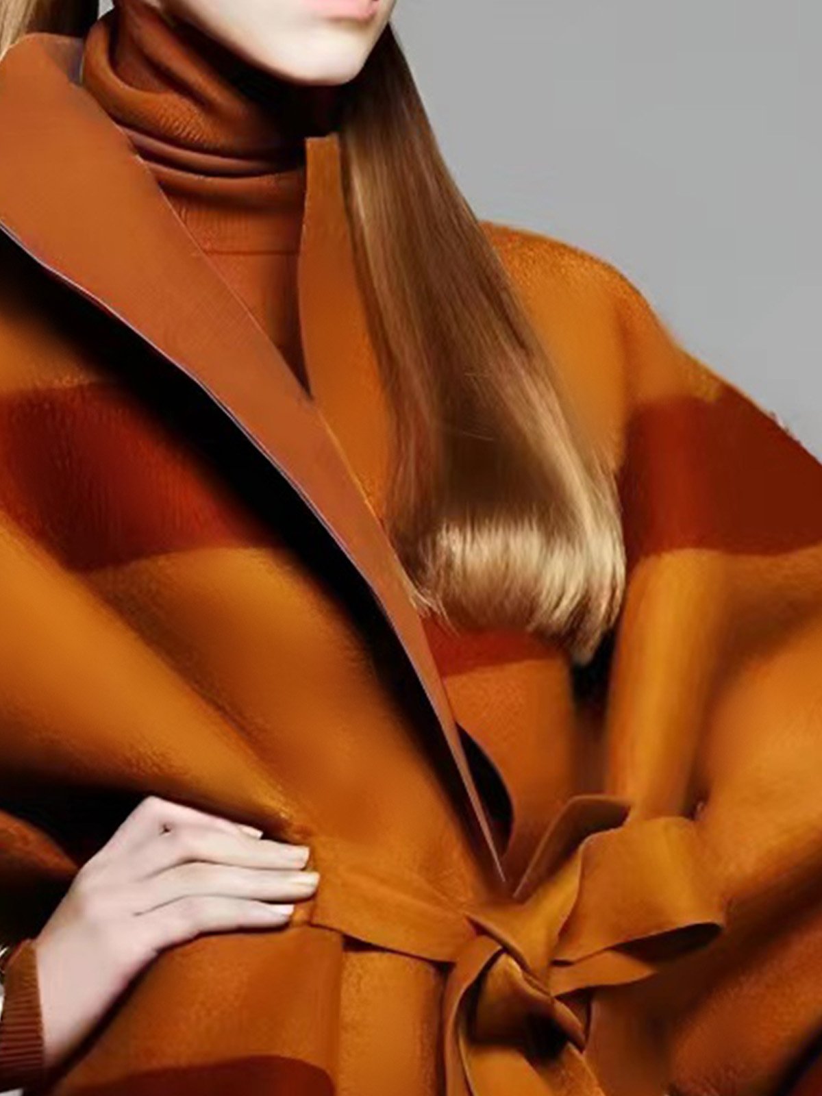 Pardessus Femmes Rayé Hiver Élégant Polyester Naturel Poids lourd Aucune élasticité Quotidien Manches 3/4