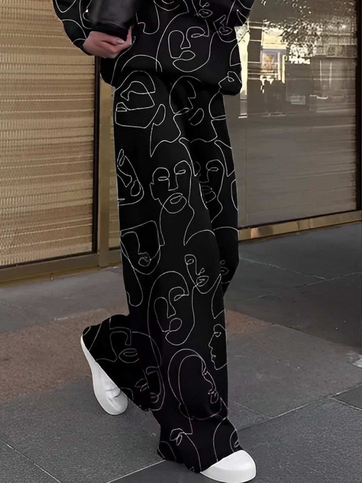 Décontracté Pantalons Abstrait Printemps Urbain Polyester Taille Haute Coupe Régulière Pantalon droit H-ligne Régulier pour Femmes