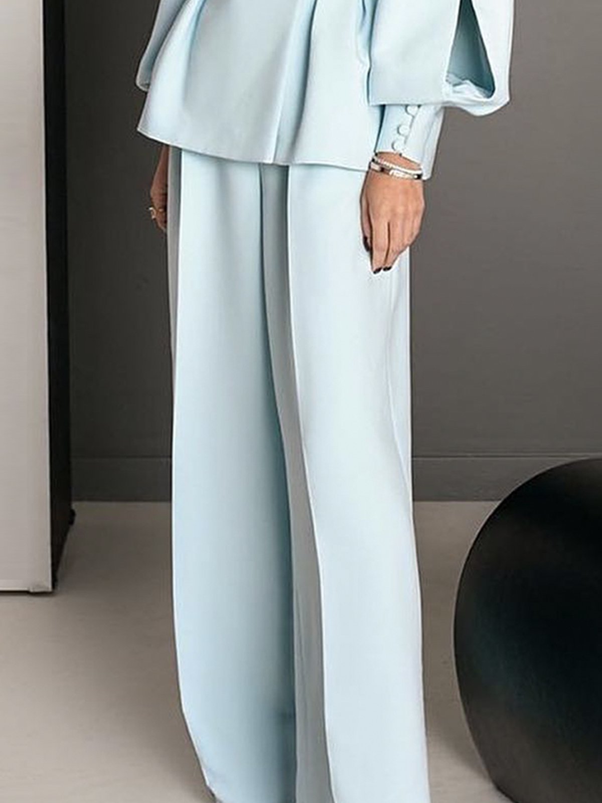 Mode Pantalons Femmes Plain Printemps Urbain Polyester Taille Haute Coupe Régulière Long H-ligne Régulier