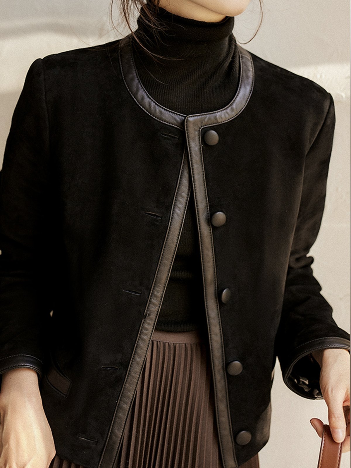 Blouson Plain Hiver Urbain Polyester Coupe Régulière Manches Longues Col Rond Régulier H-ligne pour Femmes