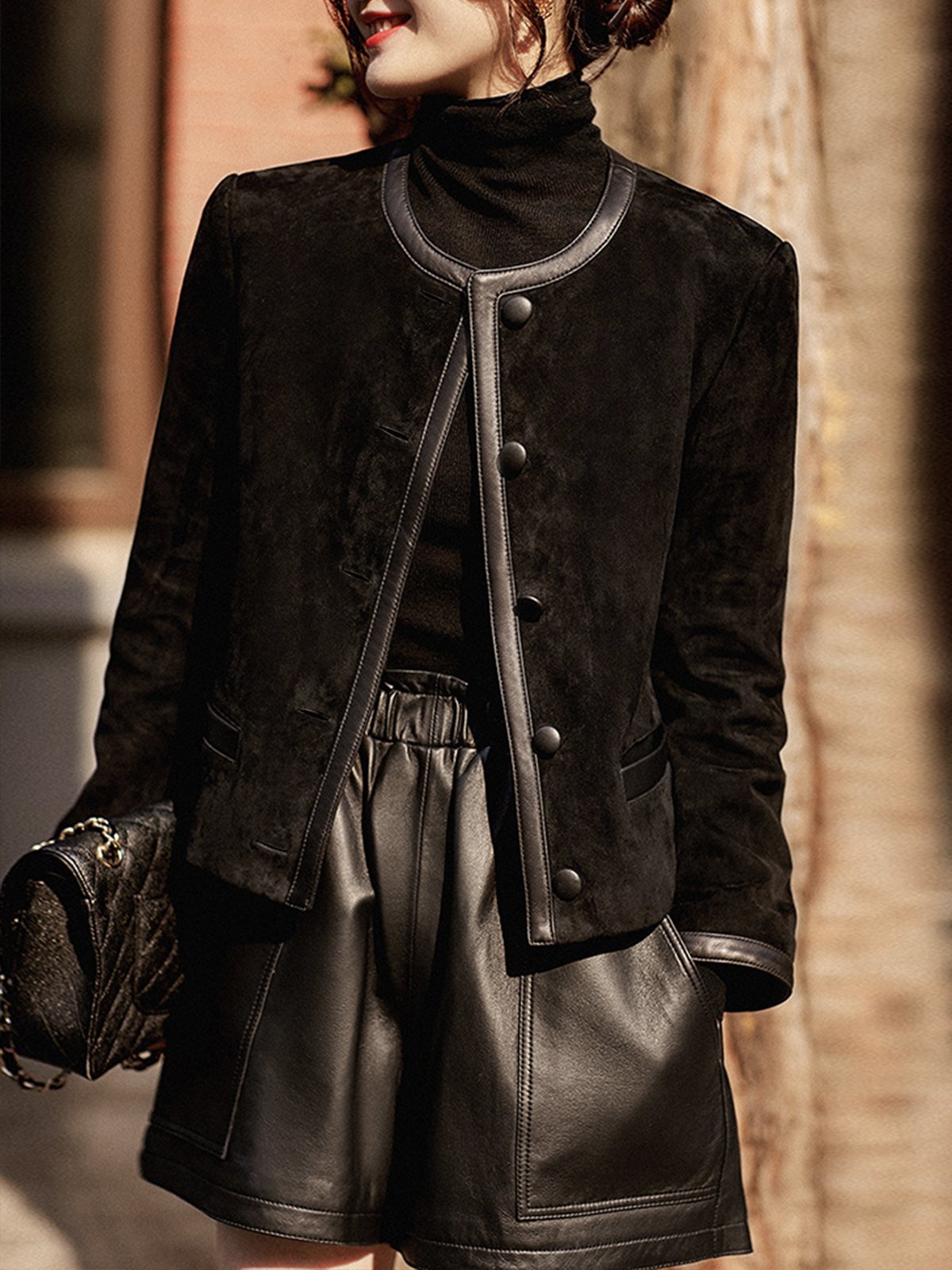 Blouson Plain Hiver Urbain Polyester Coupe Régulière Manches Longues Col Rond Régulier H-ligne pour Femmes