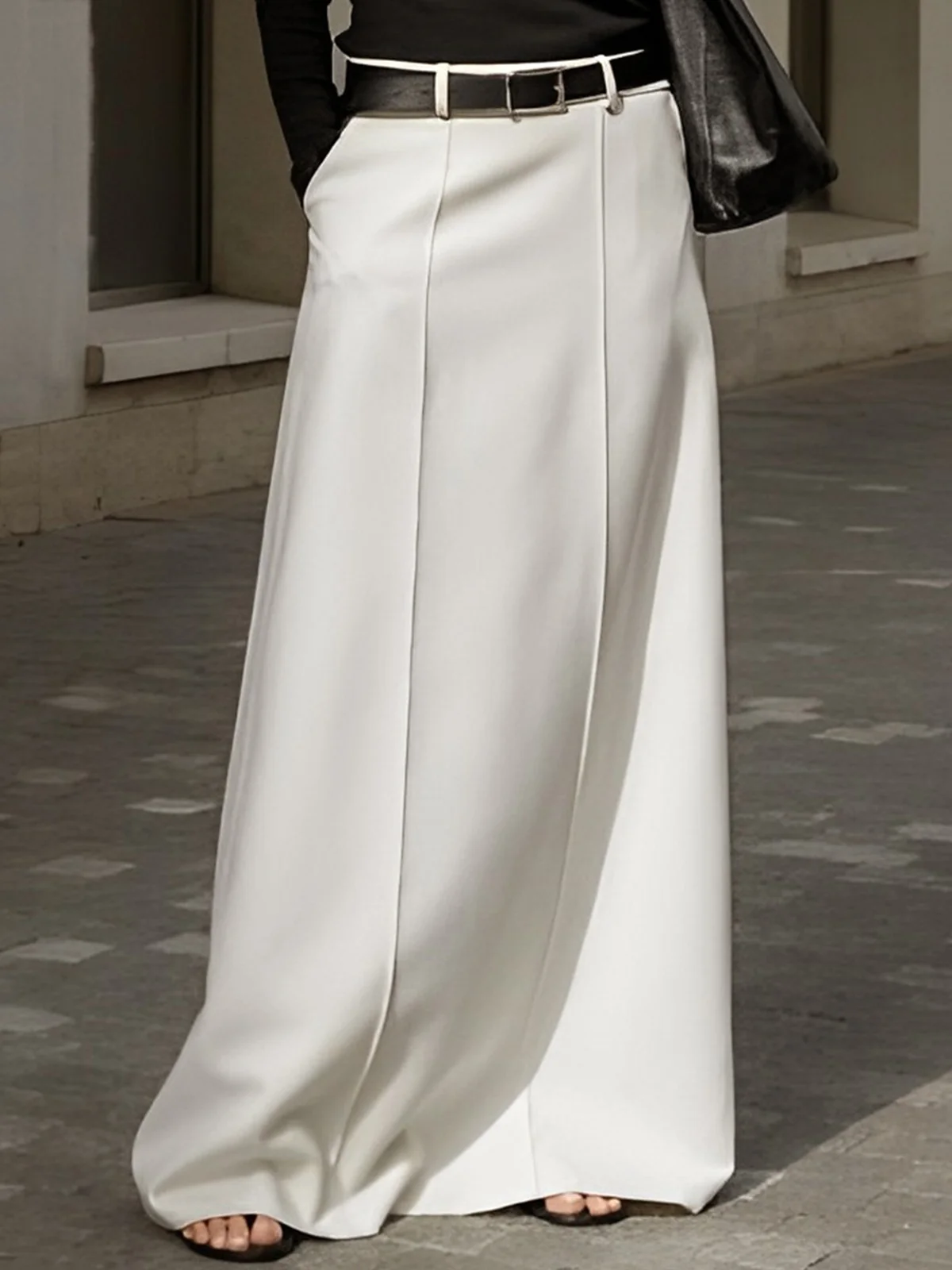 Jupe Femmes Plain Simple Printemps Polyester Aucune élasticité Long Taille Moyenne Droit Régulier