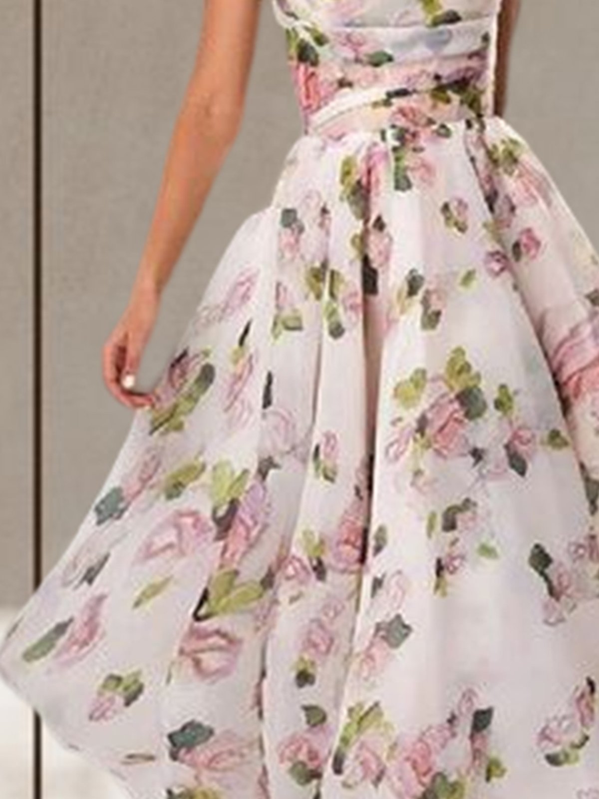 Robe élégante et à motifs floraux pour mariage ou événement sans bretelles pour femmes