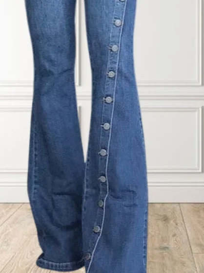 Jeans Femmes Décontracté Plain Toutes Les Saisons Naturel Faire la navette Pantalon droit Toile de Jean Droit Régulier