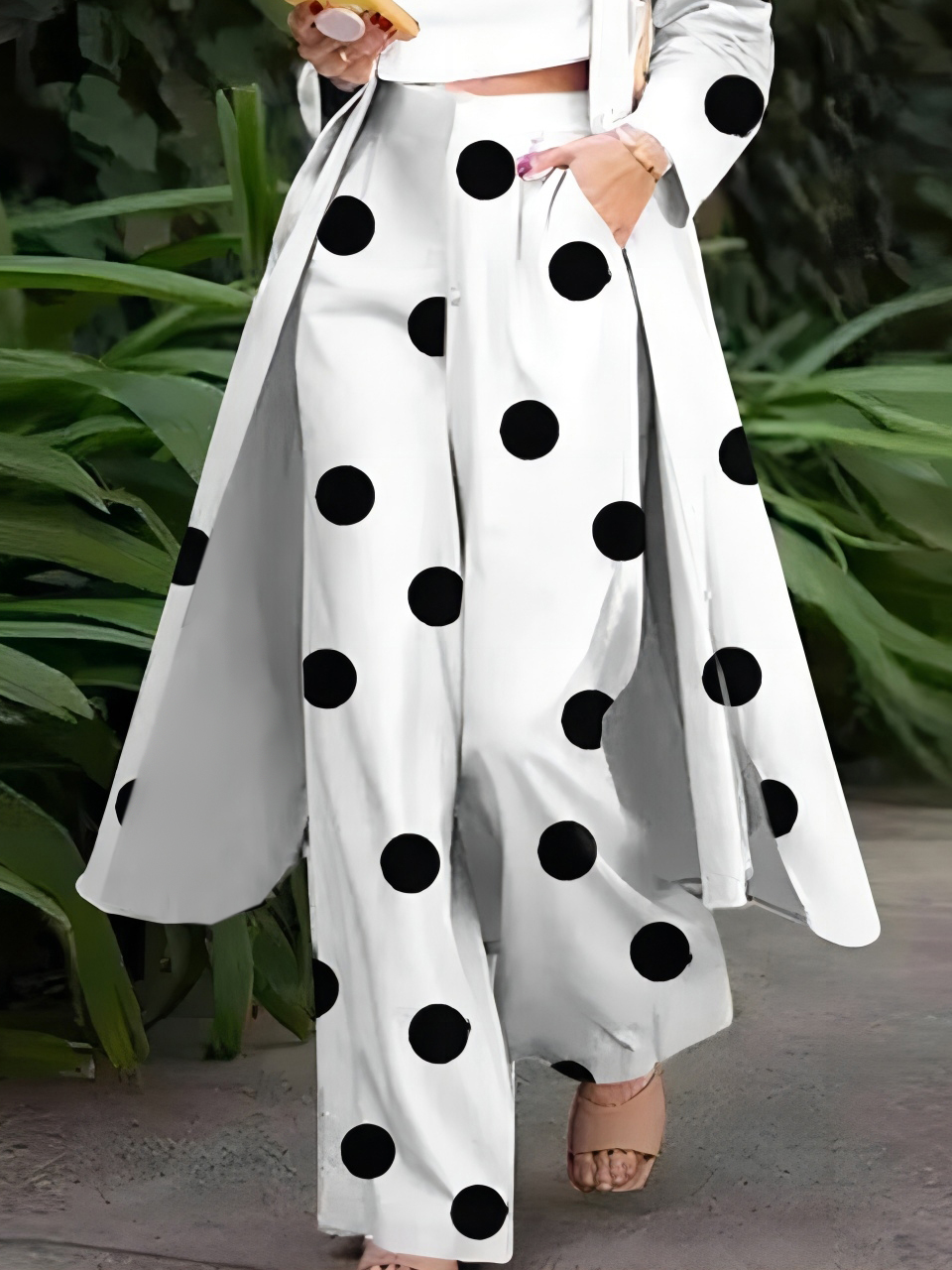 Mode Pantalons Femmes Pois Polka Été Urbain Polyester Naturel Coupe Régulière Pantalon droit Droit ultra Léger