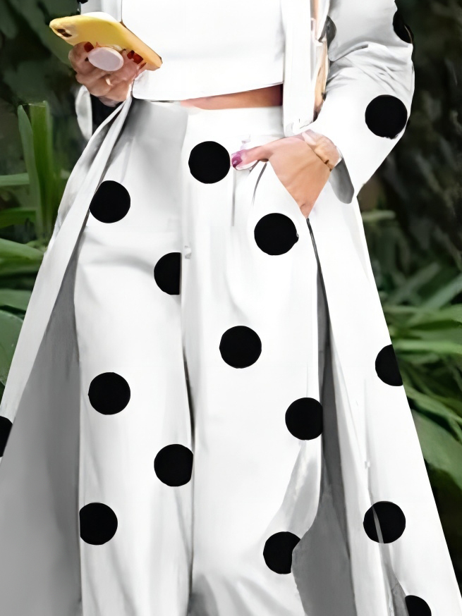 Mode Pantalons Femmes Pois Polka Été Urbain Polyester Naturel Coupe Régulière Pantalon droit Droit ultra Léger