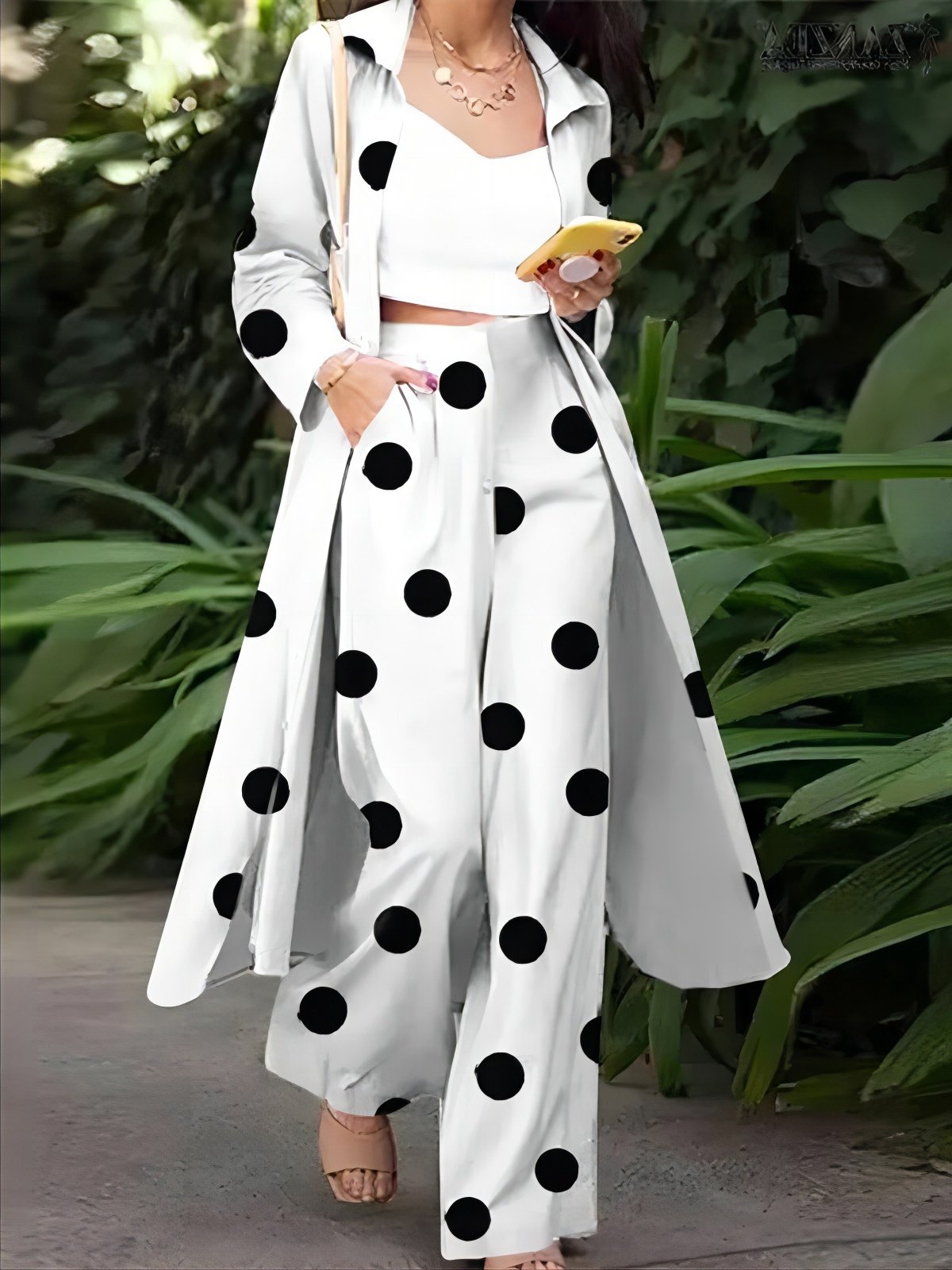 Mode Pantalons Femmes Pois Polka Été Urbain Polyester Naturel Coupe Régulière Pantalon droit Droit ultra Léger