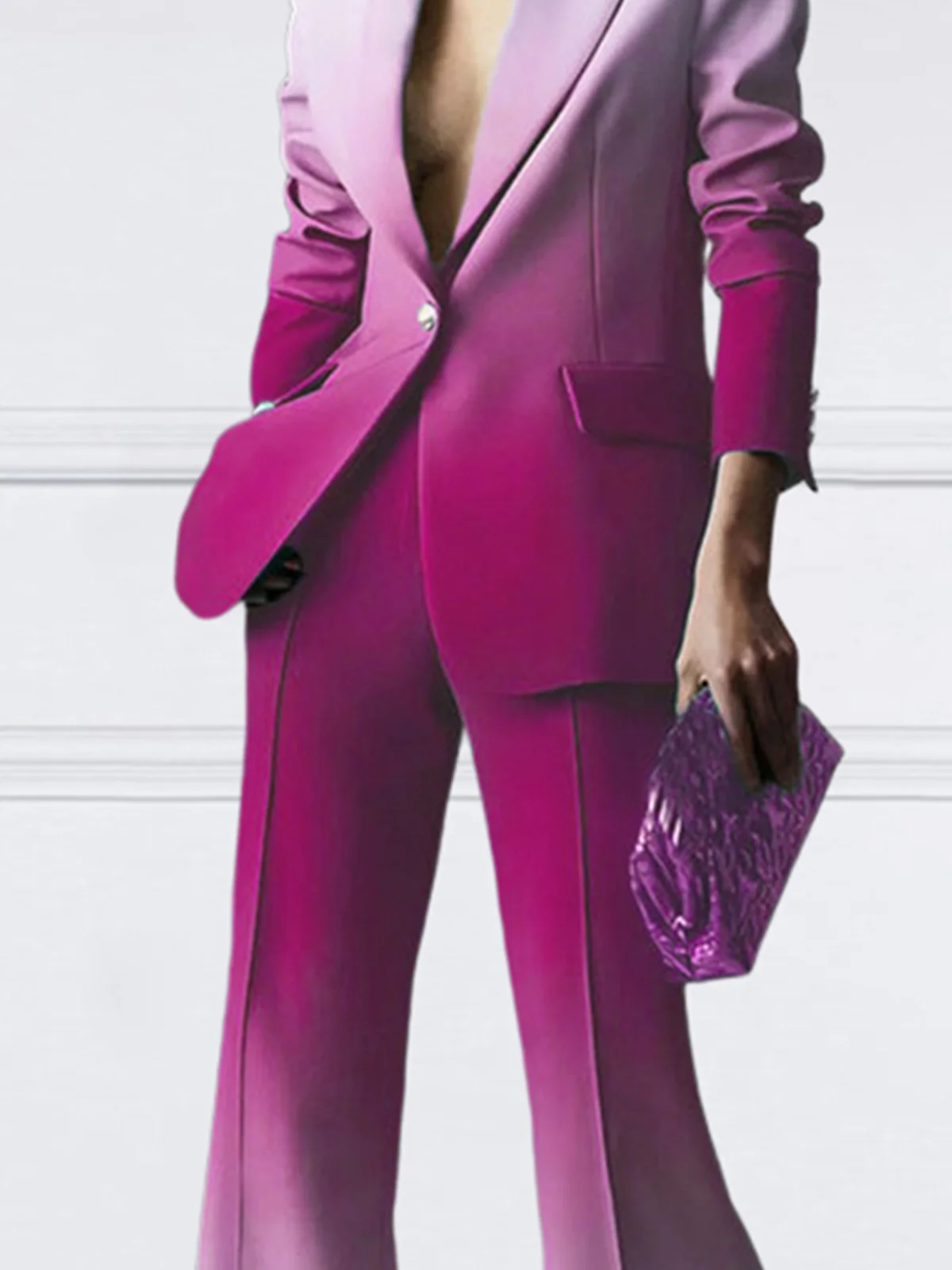 Blazers Ombre Printemps / Automne Urbain Taille Haute Micro-élasticité Faire la navette à Col Revers Ligne X Régulier pour Femmes